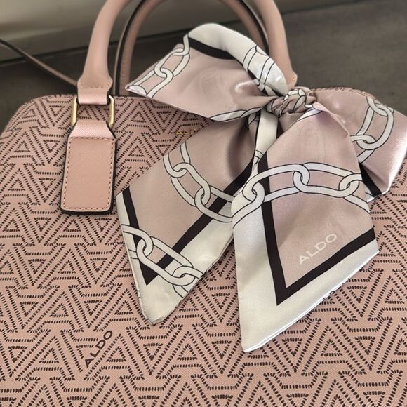 Aldo Pink Vegan Leather Elegant Satchel Handbag Crossbody Purse with Scarf NWOT - Picture 12 of 16